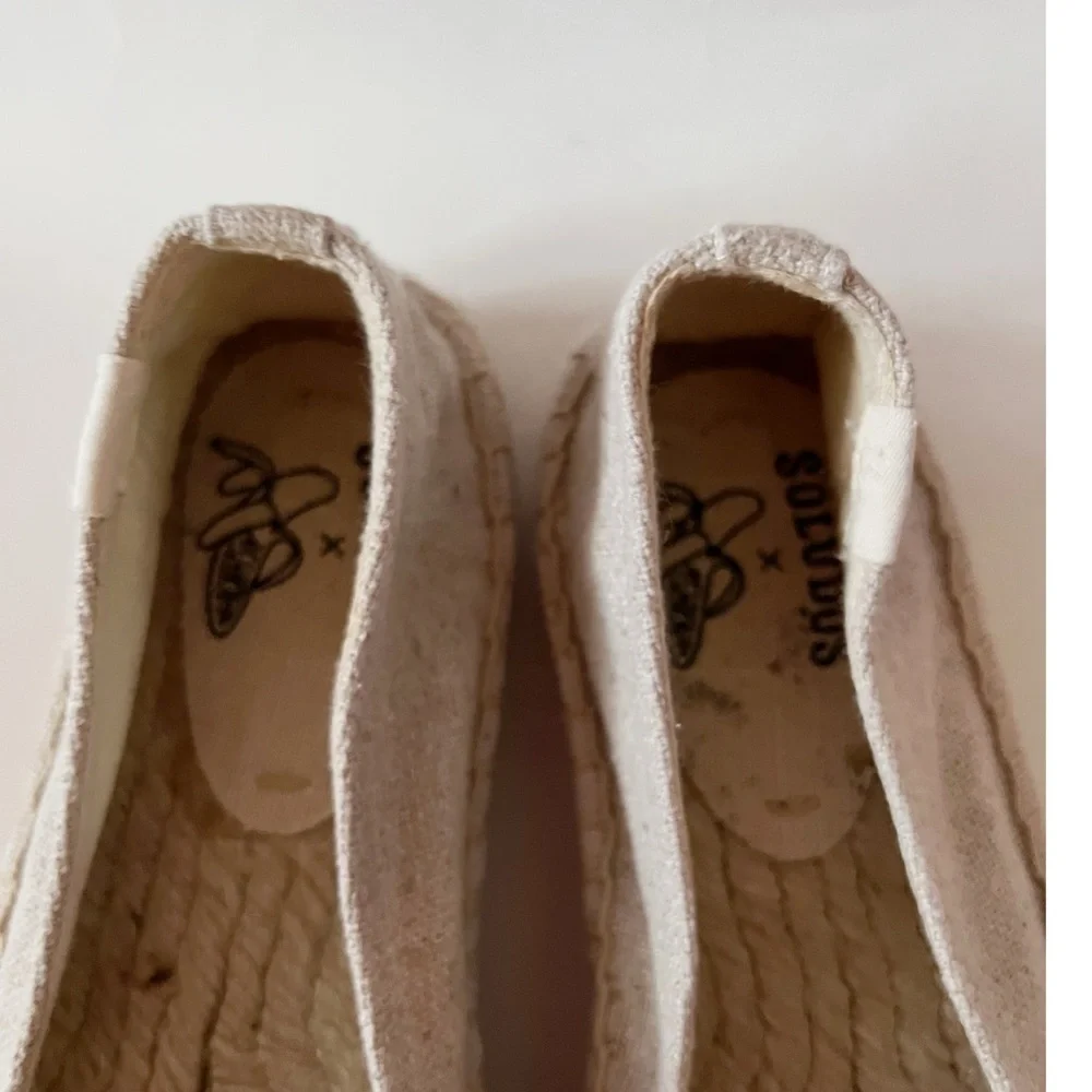 Soludos x Ash Kahn Natural Rainbow Embroidered Platform Espadrilles Size 9